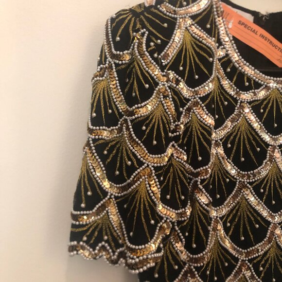 VINTAGE Laurence Kazar silk/beaded formal top sz S - Picture 8 of 13